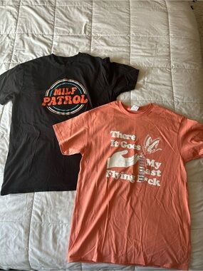 Black MILF Patrol Graphic Men’s Tee & Coral 'flying F” women’s Shirt - bundle